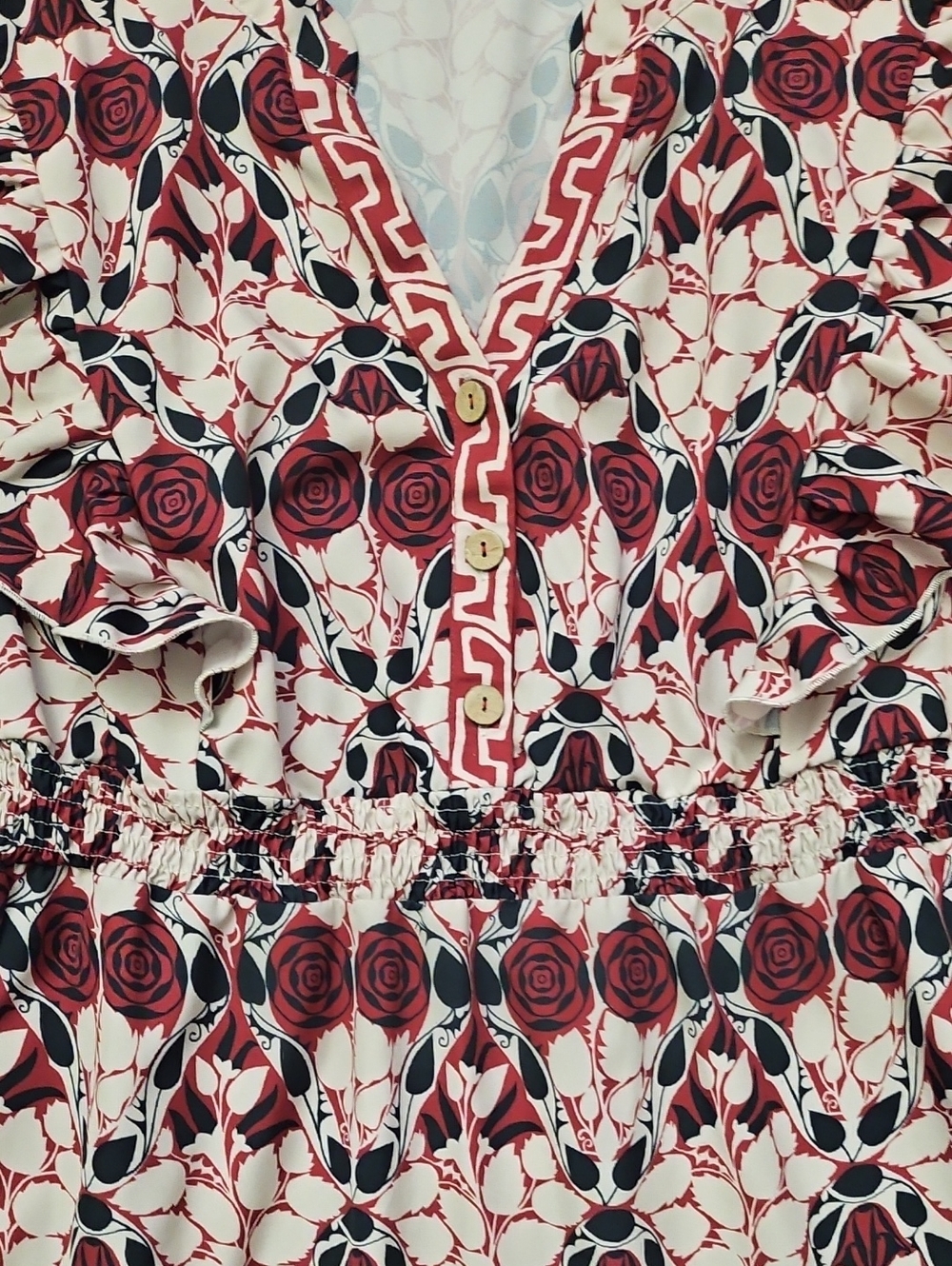 Bloomchic Boho Print Ruffles Shirred Pocket Elastic Waist Dress XL 14/16 - Picture 4 of 5